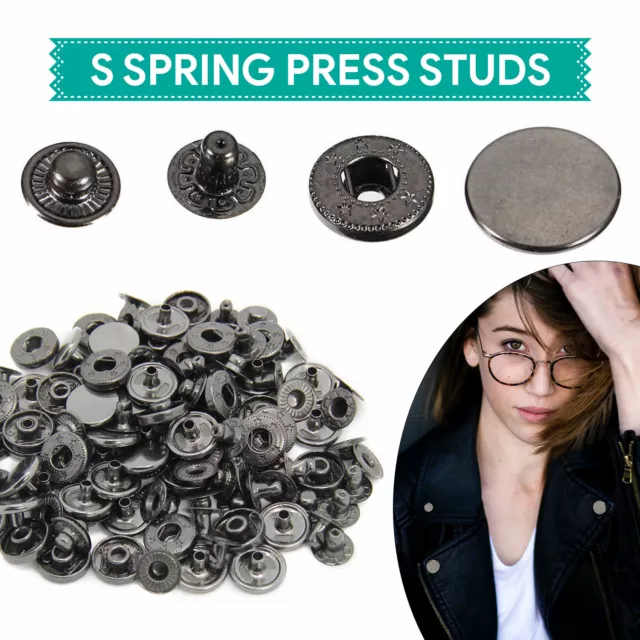 15mm Ressort Bouton Presse Clous Couture Maroquinerie Sacs à Pression Gunmetal