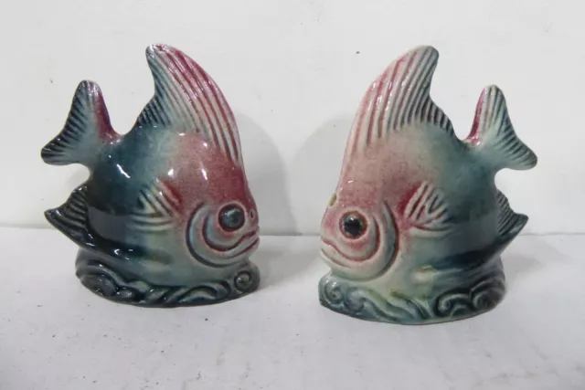 Pair Darbyshire Australian Pottery Fish Statue Figurine Salt Pepper Shakers