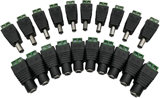 5 Paia Connettori Alimentazione DC 12V Maschio/femmina, Jack 2.1x5.5mm