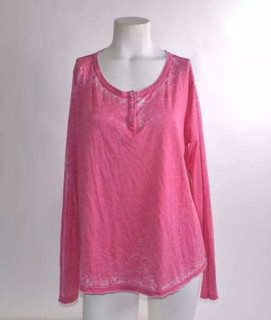 NWT WOMENS VOLCOM NEW DECADE HENLEY TOP $35 S scream magenta L/S shirt