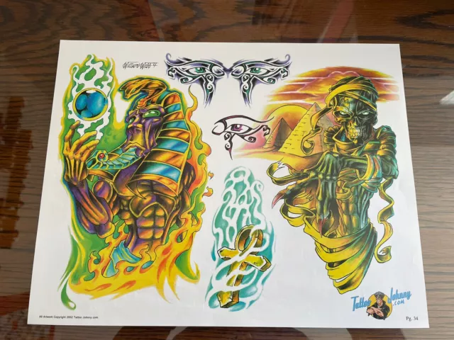 (Lote 24) Hoja de papel de arte flash tatuaje vintage William Webb II 2002