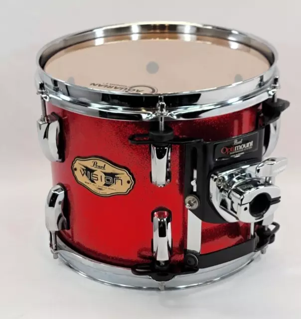 Pearl VISION Maple Tom Drum - 10" x 8" Red Sparkle with Brand-new Drumhead 2