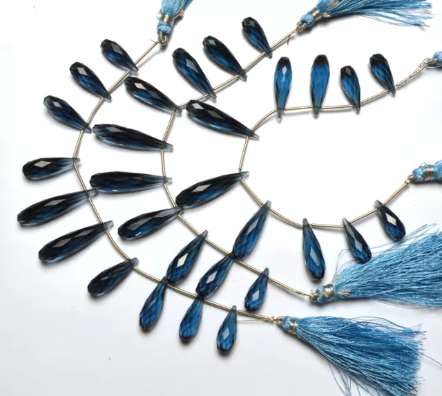 1 STAND BLEU LONDRES Gem Couleur Hydro Quartz Facettes PERLES EN GOUTTE 16-...