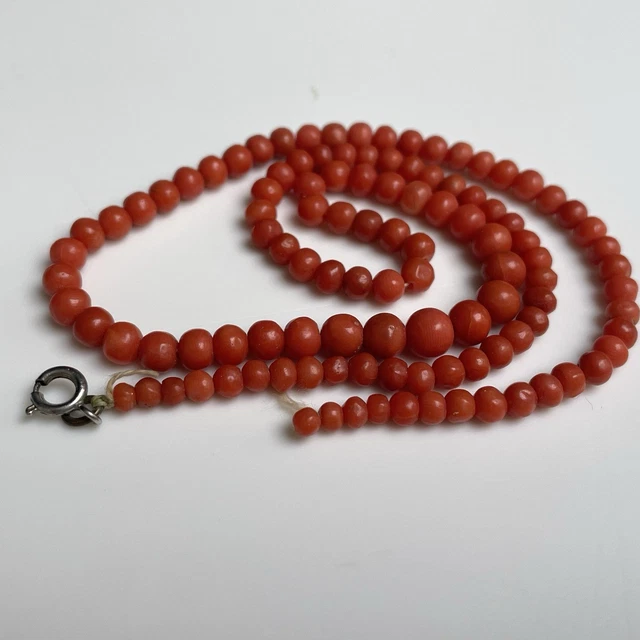 Collier Ras Du Cou Vintage En Perles De Corail Naturel - Fermoir Doré, Bijou Rétro 3484