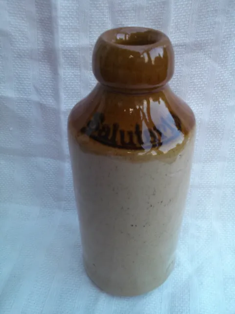 Salutaris London ginger beer bottle c1890-1920 made by Bourne Denby