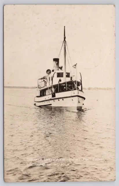 1918 Fort Caswell, NC Steamer S.S. Getty Real Photo Postcard RPPC U.S. Military