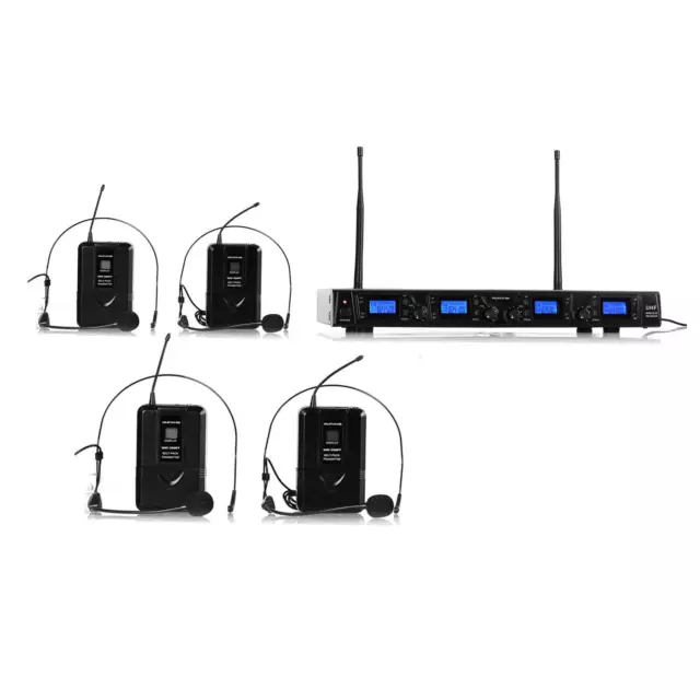 Funkmikrofon Wireless Microphone Mikrofon Set 4 Kanal Headset LCD Display UHF