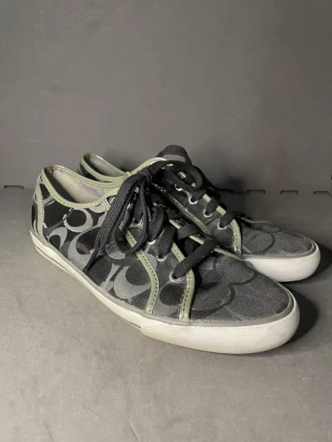 COACH Dee Casual Sneakers Black/ Gray Signature C Canvas Shoes Size 10 B