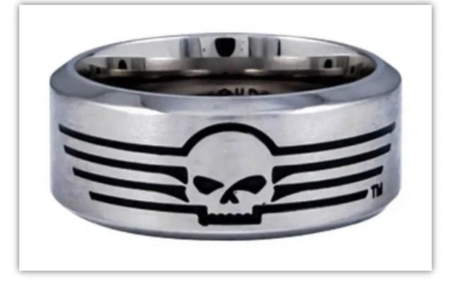 Harley-Davidson Men's Willie G Skull Lines Stainless Steel Band Ring