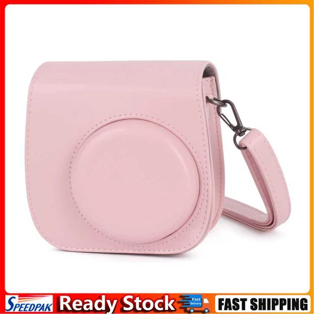 PU Leather Bag Case w/ Adjustable Shoulder Strap for Instax Mini 11 (Pink)