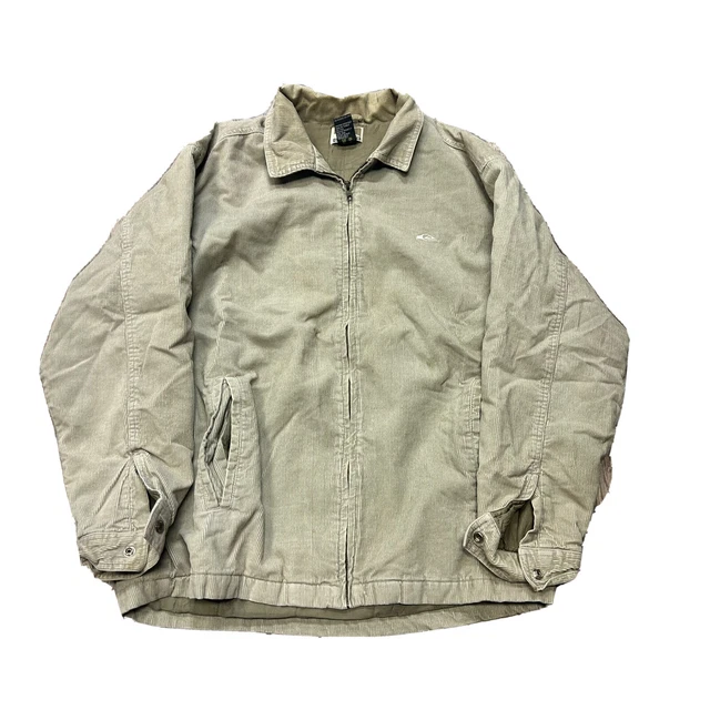 Vtg Quiksilver Corduroy Harrington Jacket Sz M Beige Full Zip Surf Skate