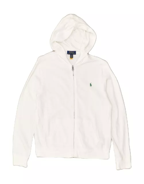 POLO RALPH LAUREN Maglione con Felpa con Cappuccio Grafica Cerniera 14-15 Anni Large Bianco VR07