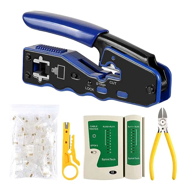 Testeur de Câble RéSeau LAN Outil de Sertissage RJ45 Passe à Travers le Kit5771