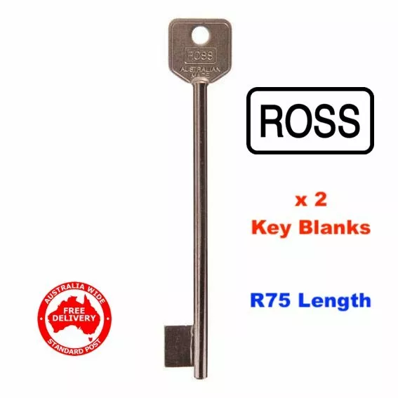 ROSS 6 Lever Safe Lock Key Blank Pair-2 Keys. R75 Length-Free Post