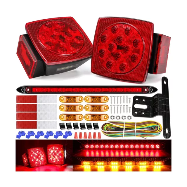 Boat LED Trailer Lights Kit and Light Bar with Wiring Harness Combined Stop, ...