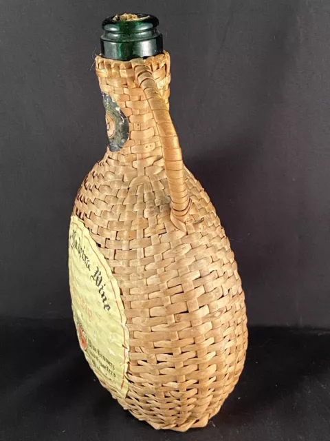 Old Mudeira Wine Maimsey Sweet Wicker Wrapped Empty Bottle Portugal 2