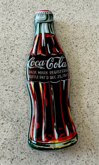 Coca-Cola Bottle-Shaped Metal Box Tin 7.5” Container