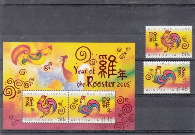 Christmas Island  Stamps.Mini Sheet & Stamp Set.Year of the Rooster.2005.MNH.