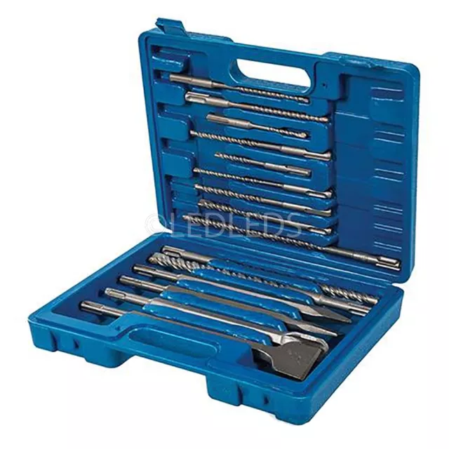 Set Di Punte Scalpello Muro Per Trapano Sds Plus 15 Pezzi Demolitore Scalpelli