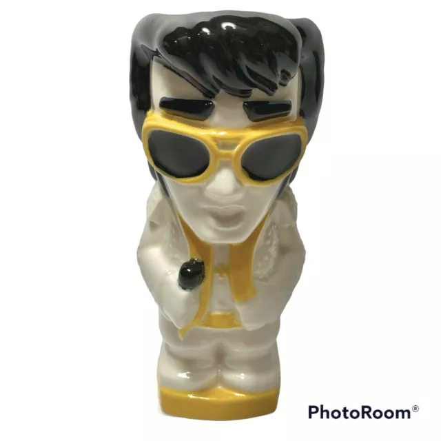 Elvis Presley Tiki Mug Jumpsuit Sunglasses 2021 White Gold  Figural Embossed