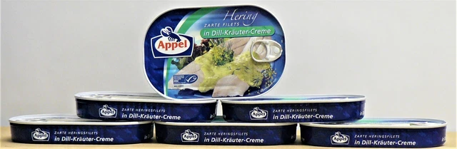 9 filetti di aringhe delicati APPEL FEINKOST in crema alle erbe di aneto -9 lattine di pesce a 200 g 3