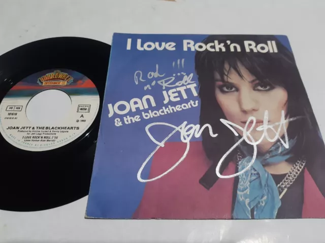 JOAN JETT autograph vinyl 7' I LOVE ROCK N' ROLL signed live concert collectors