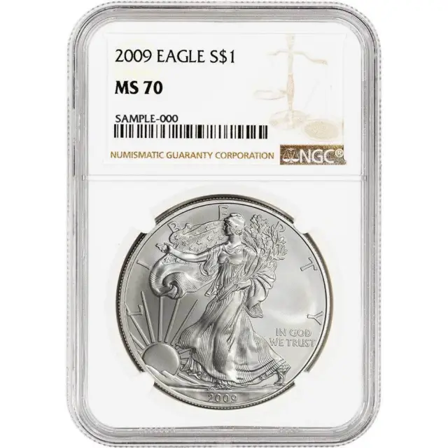 2009 $1 American Silver Eagle NGC MS70 Brown Label