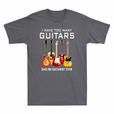 Sono troppe musica MEN'S TEE non ho mai amante chitarrista T-shirt ha detto chitarre