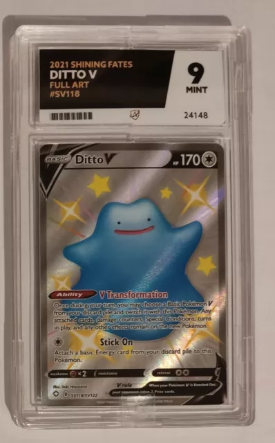 Ace 9 Ditto V SV118/SV122 Glänzende Schicksale Pokemon Karte TCG bewertet neuwertig Poss PSA 10