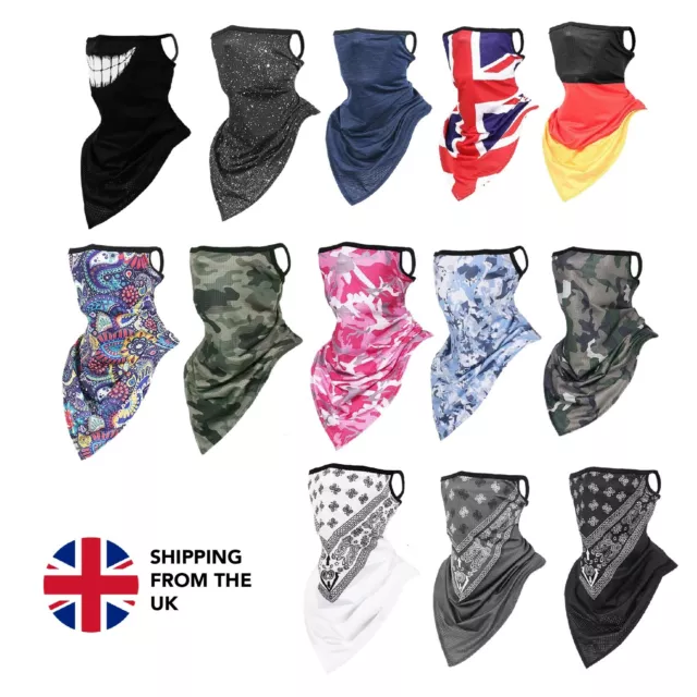 Cycling Bandana Hiking Neck Gaiter Snood Face Cover Breathable Tube Earloop ⭐️