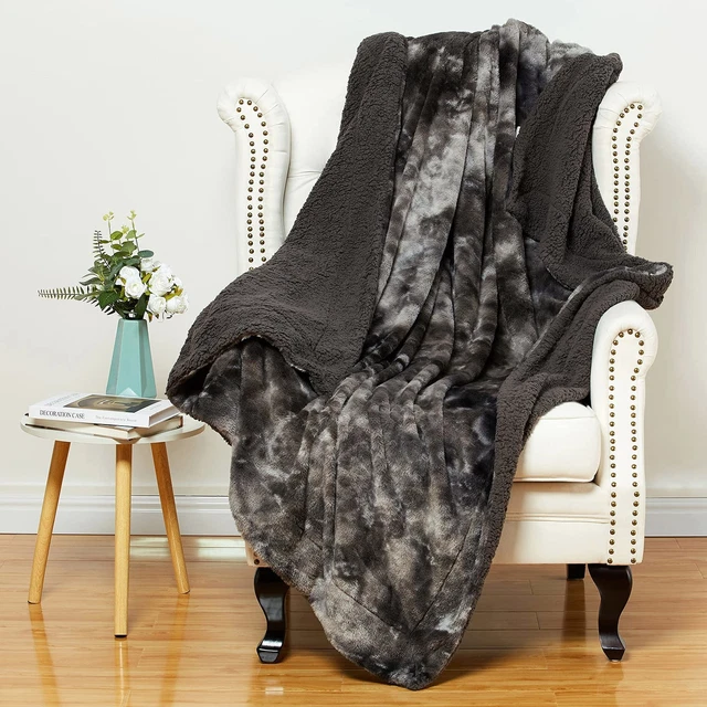 Faux Fur Throw Blanket Warm Luxury Plush Cozy for Bed Couch Sofa Tie-Dyeing USA