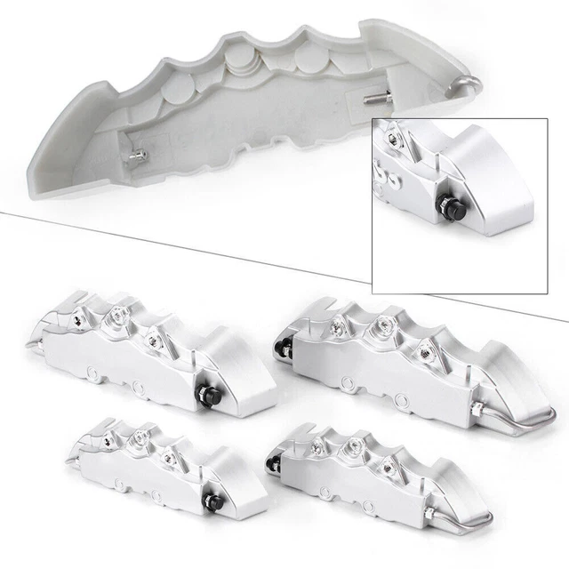 4x Silver 3D Style Brake Caliper Covers Universal Car Disc Front Rear Kits