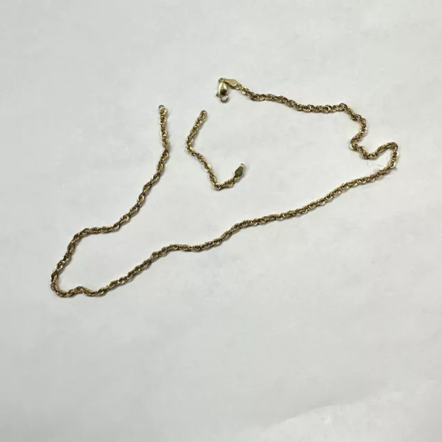 10 KT YELLOW Gold 18” Rope Chain Lobster Lock Scrap Or Repair 2.9mm ...