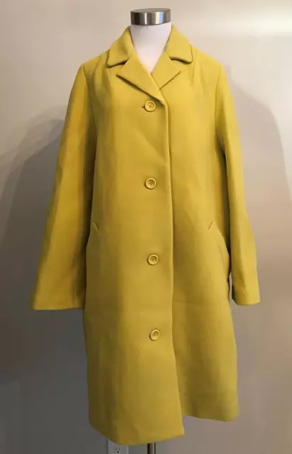 $398 JCrew Car Coat Italian Double-Cloth Wool Size S Dark Curry yellow AF005