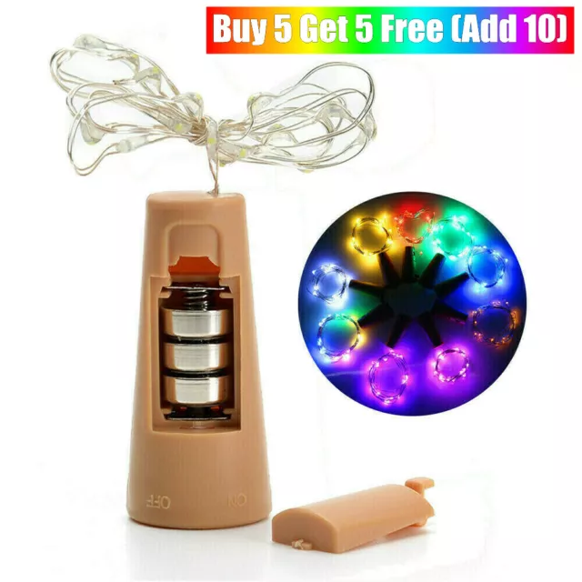 20 LED Wine Bottle Fairy String Lights Battery Cork Shaped Xmas Wedding Party 2m