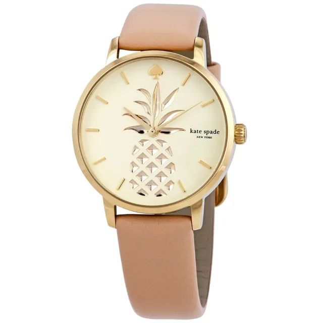 Kate Spade Metro Glossy Cream Dial Blush Leather Ladies Watch KSW1443