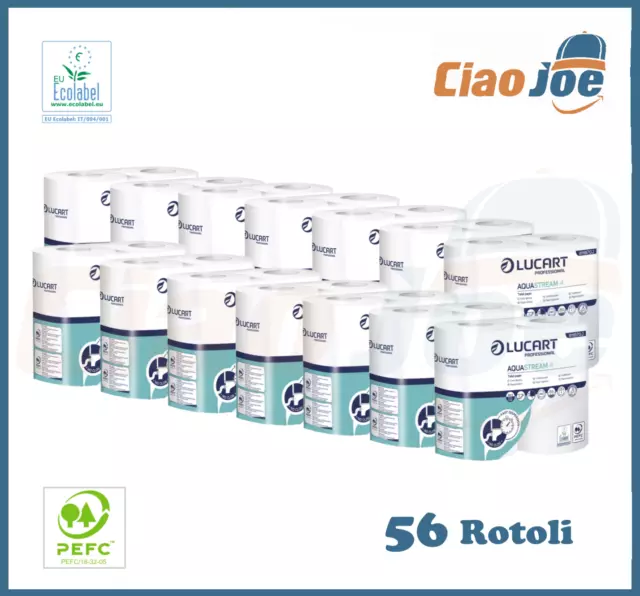 56 Rollos Papel Higiénico Lucart Aquastream Anti Obstrucción Wc Caravana Camper