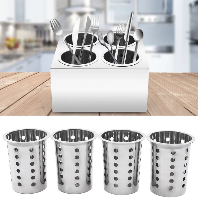 Commercial 4 Hole Stainless Steel Cylinder Flatware Silverware 10.51*12.2*7.68in