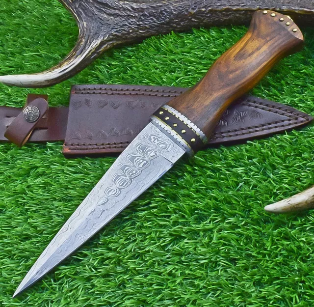 Custom Handmade Damascus Steel Hunting Bowie Knife DAGGER Leather Sheath EX-6262