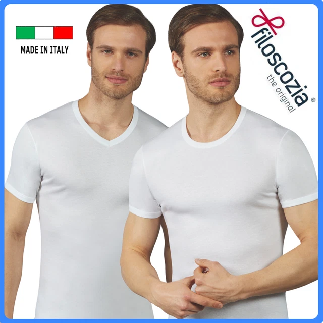 Maglia INTIMO uomo SCOLLO A V INTIMA FILO di SCOZIA manica CORTA T-shirt  Cotone