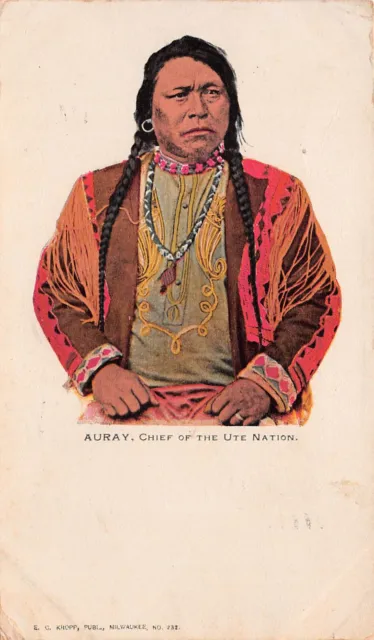 Auray Ute Nation Chief CO Southwest San Francisco 1902 Cancel Vtg Postcard D13