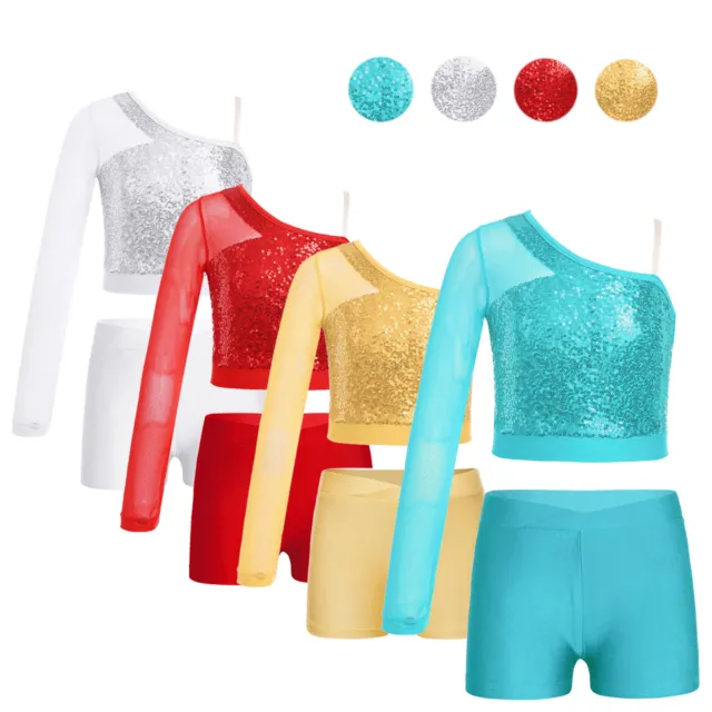Modellino abbigliamento attivo bambine top e pantaloncini abito abbigliamento da ballo moderno due pezzi