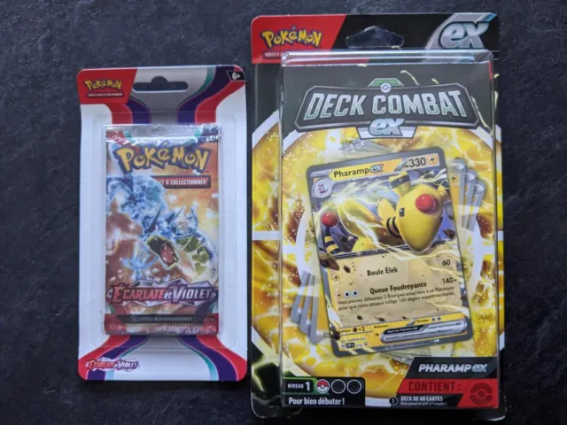 Lot Pokémon DECK COMBAT EX Pharamp EX + carte Ecarlate et Violet Neuf blister VF