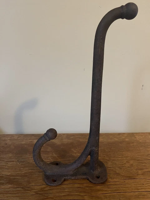 Vintage Iron Coat Tack Harness Barn Hook 12” Large Cast Iron 2