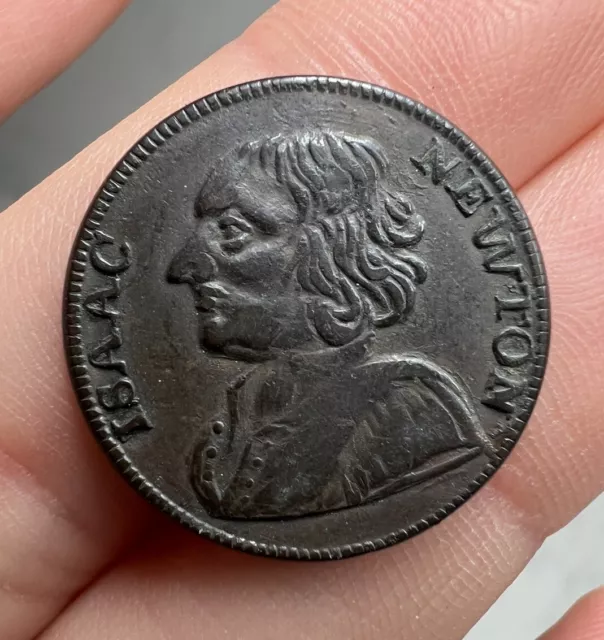 Antique 1793 Farthing Sir Isaac Newton Middlesex Social Series Copper Token Coin