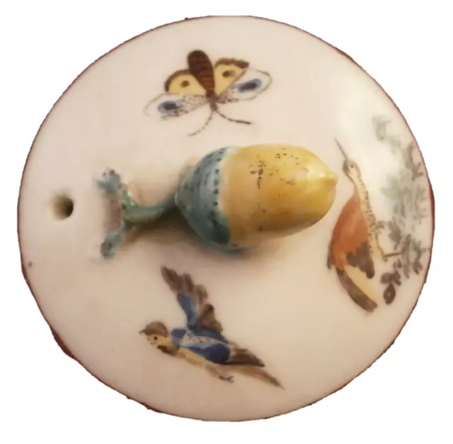 Antique 18thC Porcelain Tournai Tournay Bird Scene Teapot Lid Porcelaine Belgian