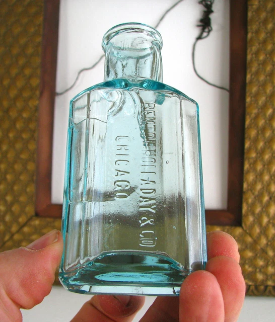 nice clean! crude BENTON HALLADAY & CO. CHICAGO shoe polish Blacking bottle