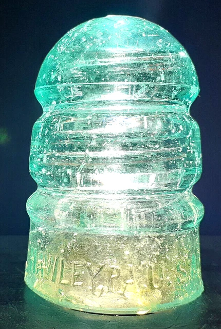 CD 112 Junky Aqua HAWLEY PA USA Antique Glass Telegraph Insulator KEG STYLE G9 2