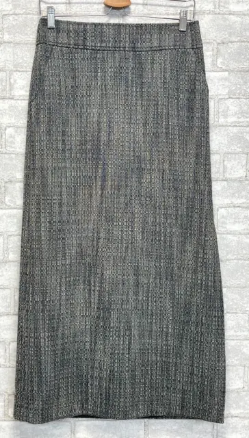 J Crew Women's Size 4 Grey Wool Blend Textured Long Lined Pencil Skirt Side Slit