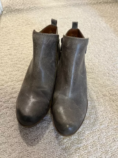 NWOT Lucky Brand LK-Basel Gray Leather Double Zipper Ankle Boots Womens Size 8